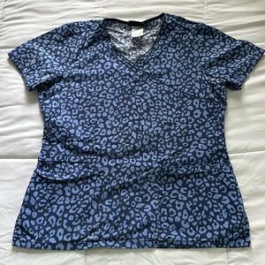 S Cherokee Leopard Print Scrub Top